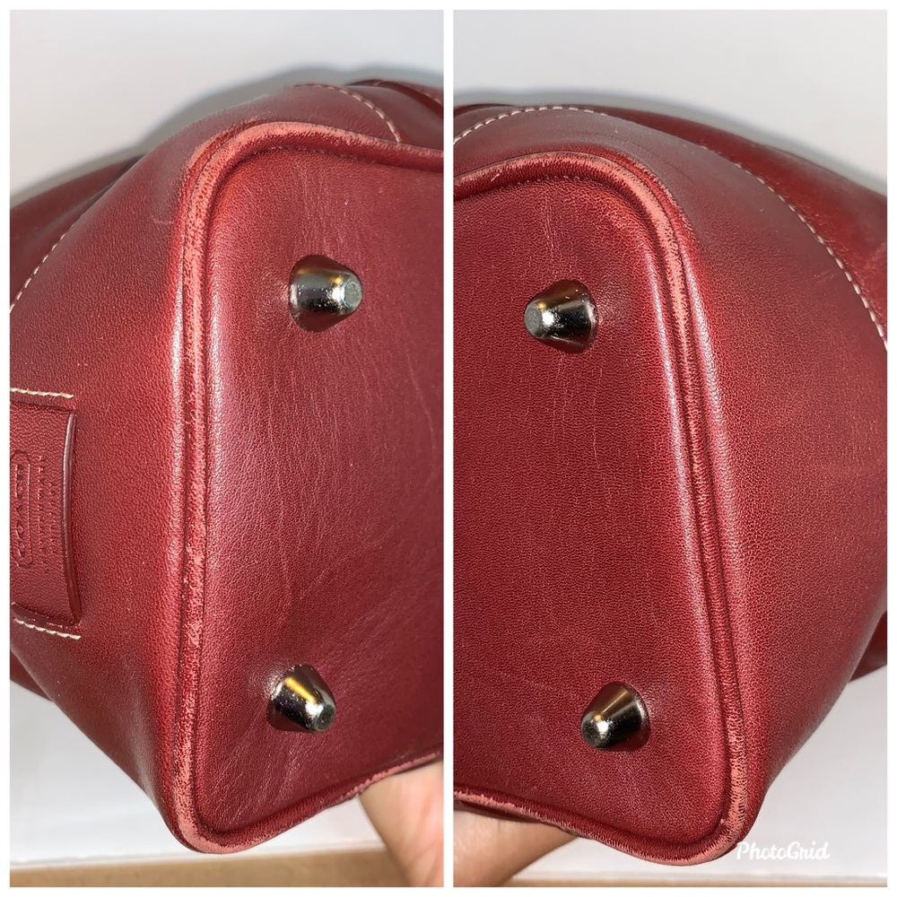 Coach Burgundy Leather Carryall Hampton Bag - Picture 5 of 7